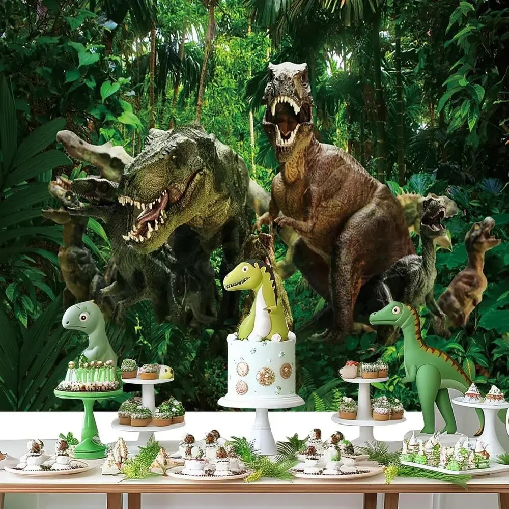 7x5 FT Dinosaur Backdrop Tropical Jungle Forest Dinosaur Photography Background